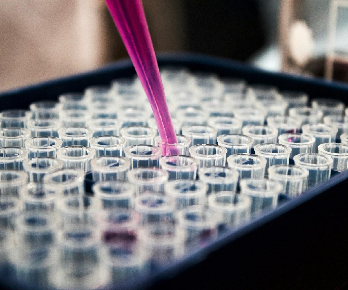 Scientist working in a modern biotechnology laboratory